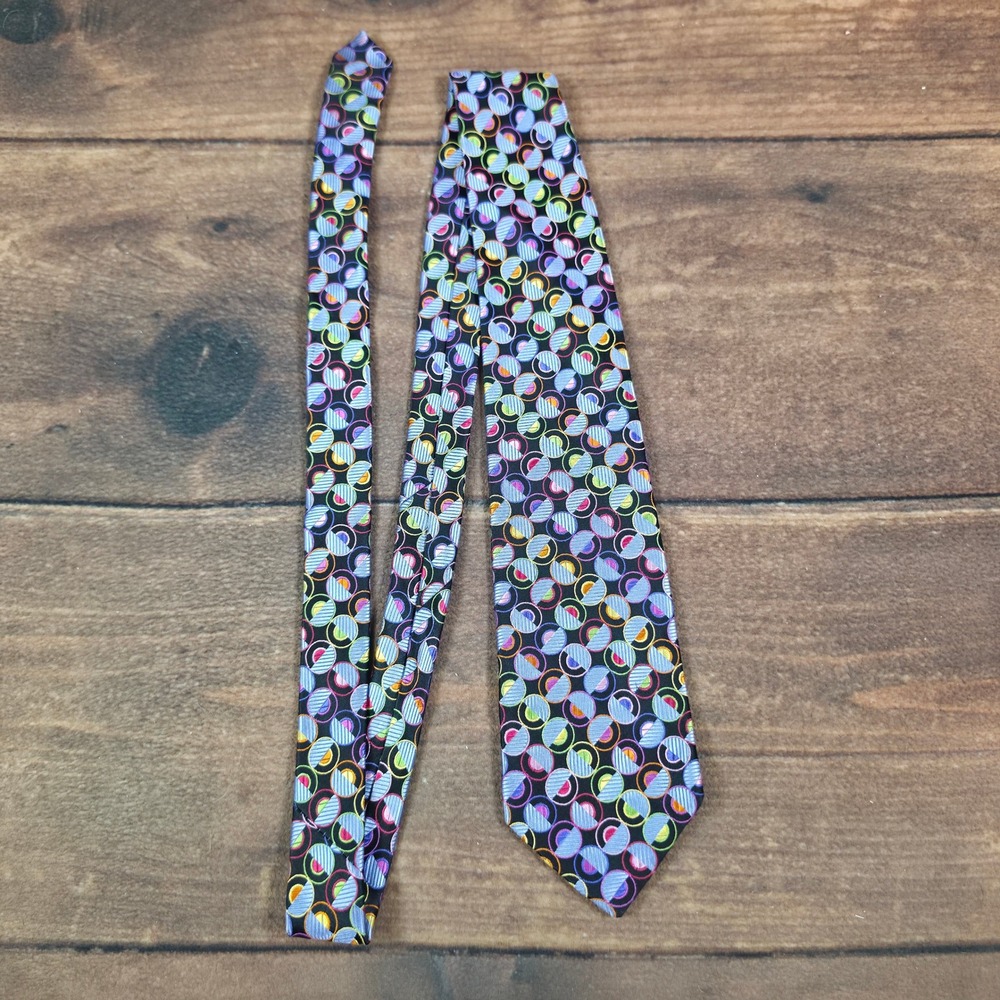 Robert Talbott Necktie Mens OS Multicolor Good Geometric Circles Silk USA
